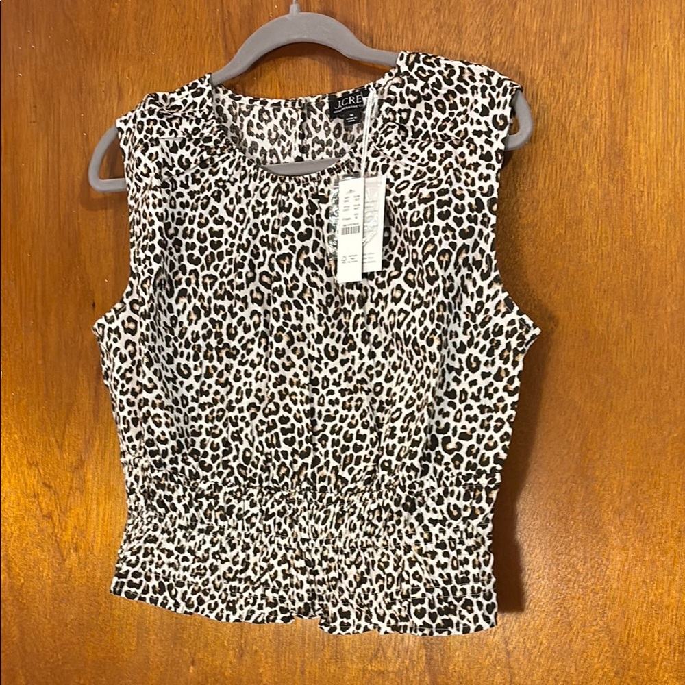 J Crew Hyacinth top in leopard cotton poplin NWT